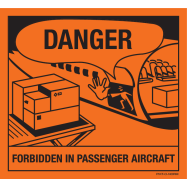 PIKT-O-NORM - DANGER. DO NOT LOAD IN PASSENGER AIRCRAFT, VINYL 120x110 MM