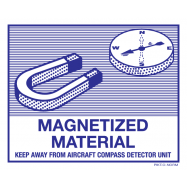 PIKT-O-NORM - MAGNETIZED MATERIAL. KEEP AWAY FROM AIRCRAFT COMPASS DETECTOR UNIT, VINYL 110x90 MM