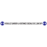 PIKT-O-NORM - VEUILLEZ RESPECTER LA DISTANCE SOCIALE DE 2,5 M SVP, ANTISLIP VLOERSTICKER, 1000x100 MM