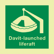 PIKT-O-NORM - DAVIT-LAUNCHED LIFERAFT MET TEKST DAVIT-LAUNCHED LIFERAFT, FOTOLUMINESCEREND PVC 150x150x1.1 MM IMO SIGNS