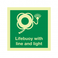 PIKT-O-NORM - LIFEBUOY WITH LIGHT AND LINE, FOTOLUMINESCEREND PVC 150x150x1.1 MM IMO SIGNS
