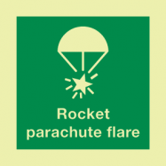 PIKT-O-NORM - ROCKET PARACHUTE FLARES MET TEKST ROCKET PARACHUTE FLARES, FOTOLUMINESCEREND VINYL 50x50 MM IMO SIGNS