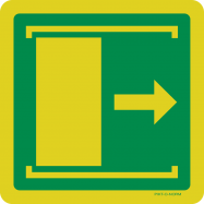 PIKT-O-NORM - DOOR SLIDES RIGHT TO OPEN, FOTOLUMINESCEREND PVC 150x150 MM IMO SIGNS