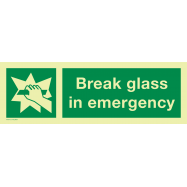 PIKT-O-NORM - BREAK GLASS IN EMERGENCY, FOTOLUMINESCEREND VINYL 300x100 MM IMO SIGNS