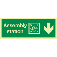 PIKT-O-NORM - ASSEMBLY STATION ARROW DOWN, FOTOLUMINESCEREND PVC 400x150 MM IMO SIGNS