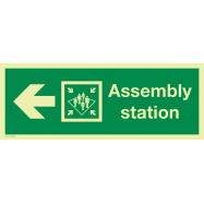 PIKT-O-NORM - ASSEMBLY STATION ARROW LEFT, FOTOLUMINESCEREND PVC 400x150 MM IMO SIGNS