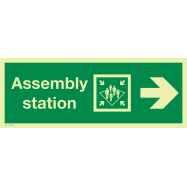 PIKT-O-NORM - ASSEMBLY STATION ARROW RIGHT, FOTOLUMINESCEREND PVC 400x150 MM IMO SIGNS