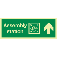PIKT-O-NORM - ASSEMBLY STATION ARROW UP, FOTOLUMINESCEREND PVC 400x150 MM IMO SIGNS