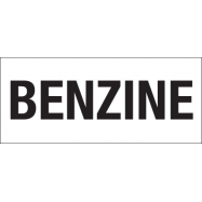 BENZINE, VINYL WIT 70x30 MM MET ZWARTE TEKST - 0