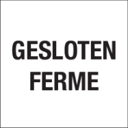 GESLOTEN-FERME, VINYL WIT 35x35 MM MET ZWARTE TEKST - 0