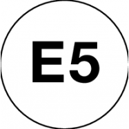 E5, ONGELODE BENZINE RON 98, VINYL WIT Ø 35 MM MET ZWARTE TEKST - 0