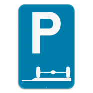 E9e stilstaan en parkeren borden: verplicht parkeren op de berm of het trottoir - PKE9eREEKS