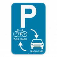 E9j stilstaan en parkeren borden: parkeerplaats voorzien voor wisselend parkeren fietsers en auto's - PKE9jREEKS