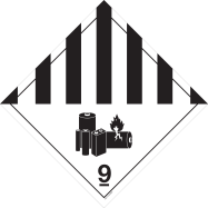 PIKT-O-NORM - IMO ADR/IATA 9A. LITHIUM BATTERIJEN. ADR KLASSE 9, POLYPROP 300x300x1.5 MM