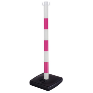 PIKT-O-NORM - WERFPAAL PVC ROZE-WIT FME Ø 50x900 MM MET 2 HAKEN, OPVULBARE VOET ZWART PE 280x280x50 MM SOKKEL 4 KG TE VULLEN MET ZAND OF GRIND