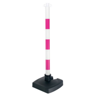  - KLAPBARE WERFPAAL BI-POSE PVC ROZE-WIT FME Ø 50x900 MM MET 2 HAKEN, OPVULBARE ZWARTE VOET 280x280 MM