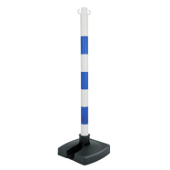  - KLAPBARE WERFPAAL BI-POSE PVC BLAUW-WIT Ø 50x900 MM MET 2 HAKEN, OPVULBARE ZWARTE VOET 280x280 MM