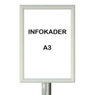 SUPPORT D'INFORMATION EN ALU AVEC FILM DE PROTECTION TRANSPARENT ET COLLIER DE LIAISON POUR POTEAU Ø60 MM - PA7KADER