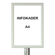  - SUPPORT D'INFORMATION A4 EN ALU AVEC FILM DE PROTECTION TRANSPARENT ET COLLIER DE LIAISON POUR POTEAU Ø60 MM