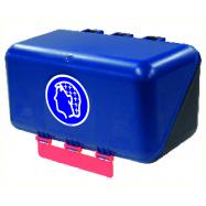 Gebra - MINI OPBERGDOOS SECUBOX VOOR PBM's MET PICTOGRAM HAARBESCHERMING VERPLICHT, BLAUW, 236x120x120 MM