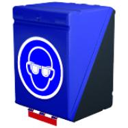 Gebra - MIDI OPBERGDOOS SECUBOX MET 4 SORTEERVAKKEN VOOR VEILIGHEIDSBRILLEN, BLAUW, 236x225x125 MM MET ISO 7010 PICTOGRAM