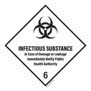 PIKT-O-NORM - INFECTIOUS SUBSTANCE. IN CASE OF DAMAGE OR LEAKAGE ..... ADR KLASSE 6.2, VINYL 100x100 MM
