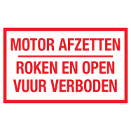 PIKT-O-NORM - MOTOR AFZETTEN. ROKEN EN OPEN VUUR VERBODEN, POLYPROP 400x250x1.5 MM