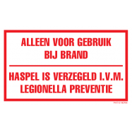 PIKT-O-NORM - ALLEEN VOOR GEBRUIK BIJ BRAND. HASPEL IS VERZEGELD I.V.M. LEGIONELLA PREVENTIE, VINYL 100x60 MM