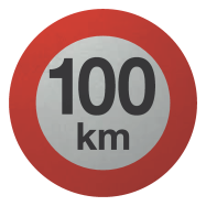 MAXIMUM SNELHEIDSBORD, 100 KM/U, RETROREFLECTEREND, VINYL DIA 210 MM - 0