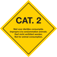 PIKT-O-NORM - CAT.2. IMPROPRE À LA CONSOMMATION ANIMALE. 4 LANGUES: NL, F, D, GB, VINYL 300x300 MM SUR SUPPORT ALUMINIUM 1,5MM