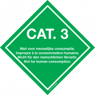 PIKT-O-NORM - CAT.3. IMPROPRE À LA CONSOMMATION HUMAINE. 4 LANGUES: NL, F, D, GB, VINYLE 100x100 MM