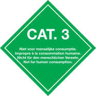 PIKT-O-NORM - CAT.3. IMPROPRE À LA CONSOMMATION HUMAINE. 4 LANGUES: NL, F, D, GB, VINYL 300x300 MM SUR SUPPORT ALUMINIUM 1,5MM