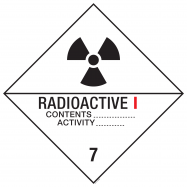 PIKT-O-NORM - RADIOACTIEVE STOFFEN, CATEGORIE I. ADR KLASSE 7A, VINYL 300x300 MM OP ALUMINIUM 1,5MM DRAGER