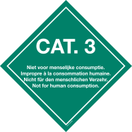 PIKT-O-NORM - CAT.3. IMPROPRE À LA CONSOMMATION HUMAINE. 4 LANGUES: NL, F, D, GB, VINYLE 250x250 MM