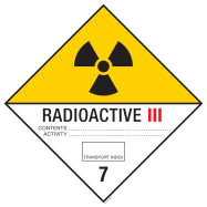 PIKT-O-NORM - RADIOACTIEVE STOFFEN, CATEGORIE III. ADR KLASSE 7C, VINYL 300x300 MM OP ALUMINIUM 1,5MM DRAGER