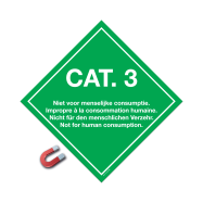 PIKT-O-NORM - CAT.3. IMPROPRE À LA CONSOMMATION HUMAINE. 4 LANGUES: NL, F, D, GB, VINYL 250x250 MM SUR SUPPORT MAGNETIQUE 1.5MM