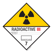 PIKT-O-NORM - RADIOACTIEVE STOFFEN, CATEGORIE III. ADR KLASSE 7C, VINYL 100x100 MM