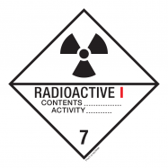 PIKT-O-NORM - RADIOACTIEVE STOFFEN, CATEGORIE I. ADR KLASSE 7A, VINYL 100x100 MM