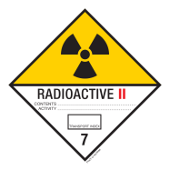 PIKT-O-NORM - RADIOACTIEVE STOFFEN, CATEGORIE II. ADR KLASSE 7B, VINYL 100x100 MM