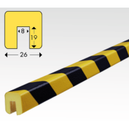 PIKT-O-NORM - KNUFFI RANDBESCHERMING TYPE G, GEEL-ZWART, POLYURETHAANSCHUIM, ZELFKLEVEND, LENGTE 5 METER