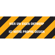 PIKT-O-NORM - WAARSCHUWINGSBORD MET EIGEN PICTOGRAM EN/OF TEKST, GEEL-ZWART SCHUIN GESTREEPT, FOREX 1000x400x5 MM MET 2 BORINGEN VAN 6 MM