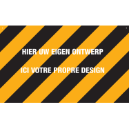 PIKT-O-NORM - WAARSCHUWINGSBORD MET EIGEN PICTOGRAM EN/OF TEKST, GEEL-ZWART SCHUIN GESTREEPT, FOREX 1000x600x5 MM MET 2 BORINGEN VAN 6 MM