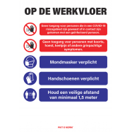 PIKT-O-NORM - COVID-19, WERKVLOER, 5 PICTOGRAMMES, VINYLE, 297x420 MM