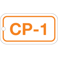 CP-1 CONTROLEPANEEL, ORANJE-WIT, GELAMINEERDE POLYPROPYLEEN TAGS, 75x40x1 MM 1 GAATJE Ø 6.5 MM - 0