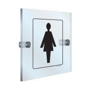 PIKT-O-NORM - WC DAMES, ZWART, PLEXI MUUR 150x150x6 MM INCLUSIEF 2 BEVESTIGINGEN B81003