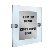 HIER UW EIGEN TEKST EN/OF PICTOGRAM, PLEXI MUUR 150x150x6 MM INCLUSIEF 2 BEVESTIGINGEN B81003 - 0