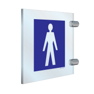 PIKT-O-NORM - WC HEREN, RECTO/VERSO, PLEXI ZIJWAARTS MUUR OF RECHTSTREEKS PLAFOND 2x 150x150x3 MM INCLUSIEF 2 BEVESTIGINGEN B81004