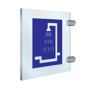 PIKT-O-NORM - OPENBARE DOUCHE, RECTO/VERSO, PLEXI ZIJWAARTS MUUR OF RECHTSTREEKS PLAFOND 2x 150x150x3 MM INCLUSIEF 2 BEVESTIGINGEN B81004