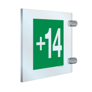 PIKT-O-NORM - VERDIEPING, NIVEAU +14, RECTO/VERSO, PLEXI ZIJWAARTS MUUR OF RECHTSTREEKS PLAFOND 2x 150x150x3 MM INCLUSIEF 2 BEVESTIGINGEN B81004