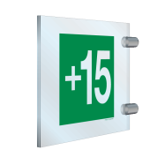 PIKT-O-NORM - VERDIEPING, NIVEAU +15, RECTO/VERSO, PLEXI ZIJWAARTS MUUR OF RECHTSTREEKS PLAFOND 2x 150x150x3 MM INCLUSIEF 2 BEVESTIGINGEN B81004